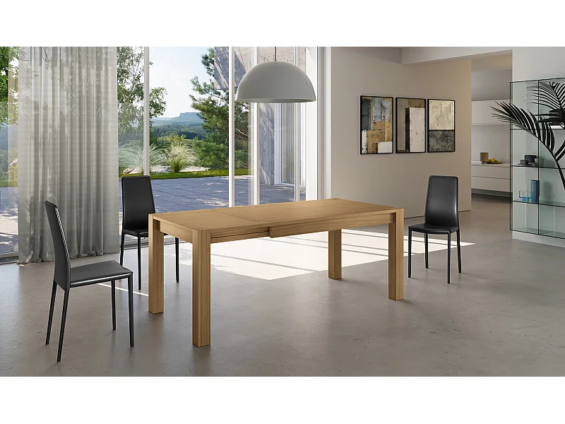 Drewno - Stół rozkładany (140/190 x 80 cm) w okleinie dębowej brązowej