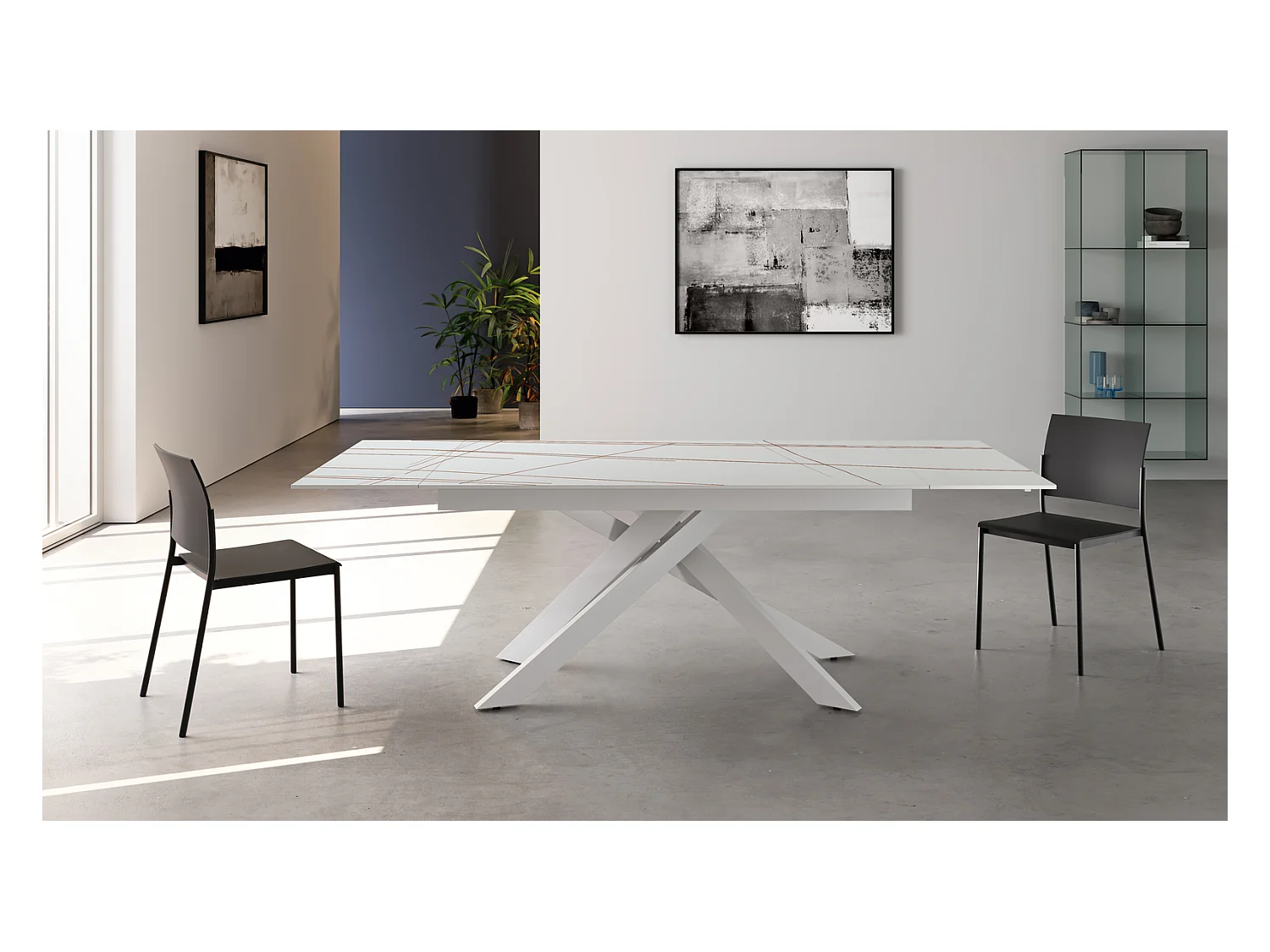 Ares - AUSZUGSTISCH in SINTERED White