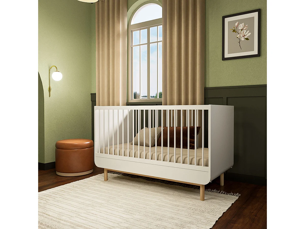 Lit évolutif bébé 70x140 cm panneaux de fibres blanc SASHA