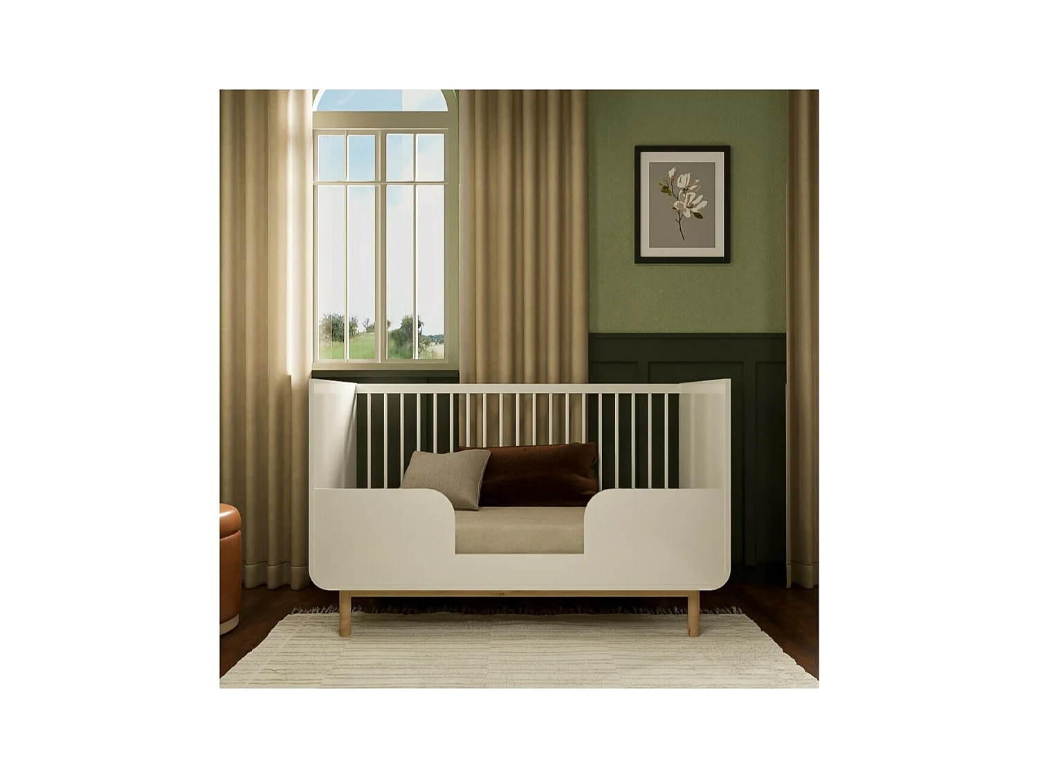 Lit évolutif bébé 70x140 cm panneaux de fibres blanc SASHA
