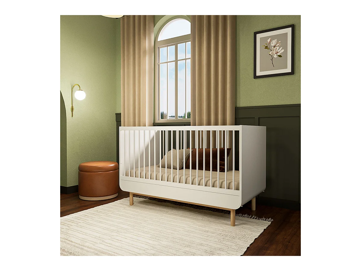 Lit évolutif bébé 70x140 cm panneaux de fibres blanc SASHA