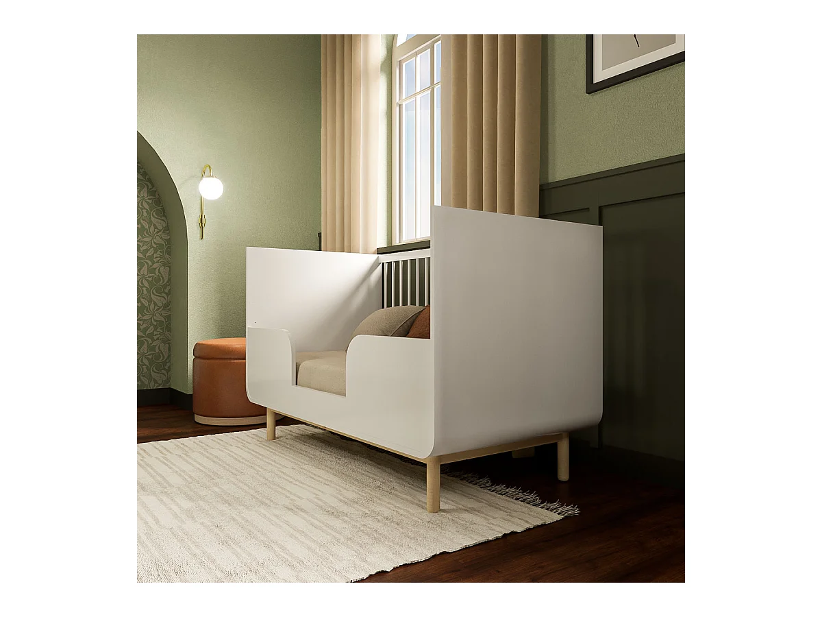 Lit évolutif bébé 70x140 cm panneaux de fibres blanc SASHA