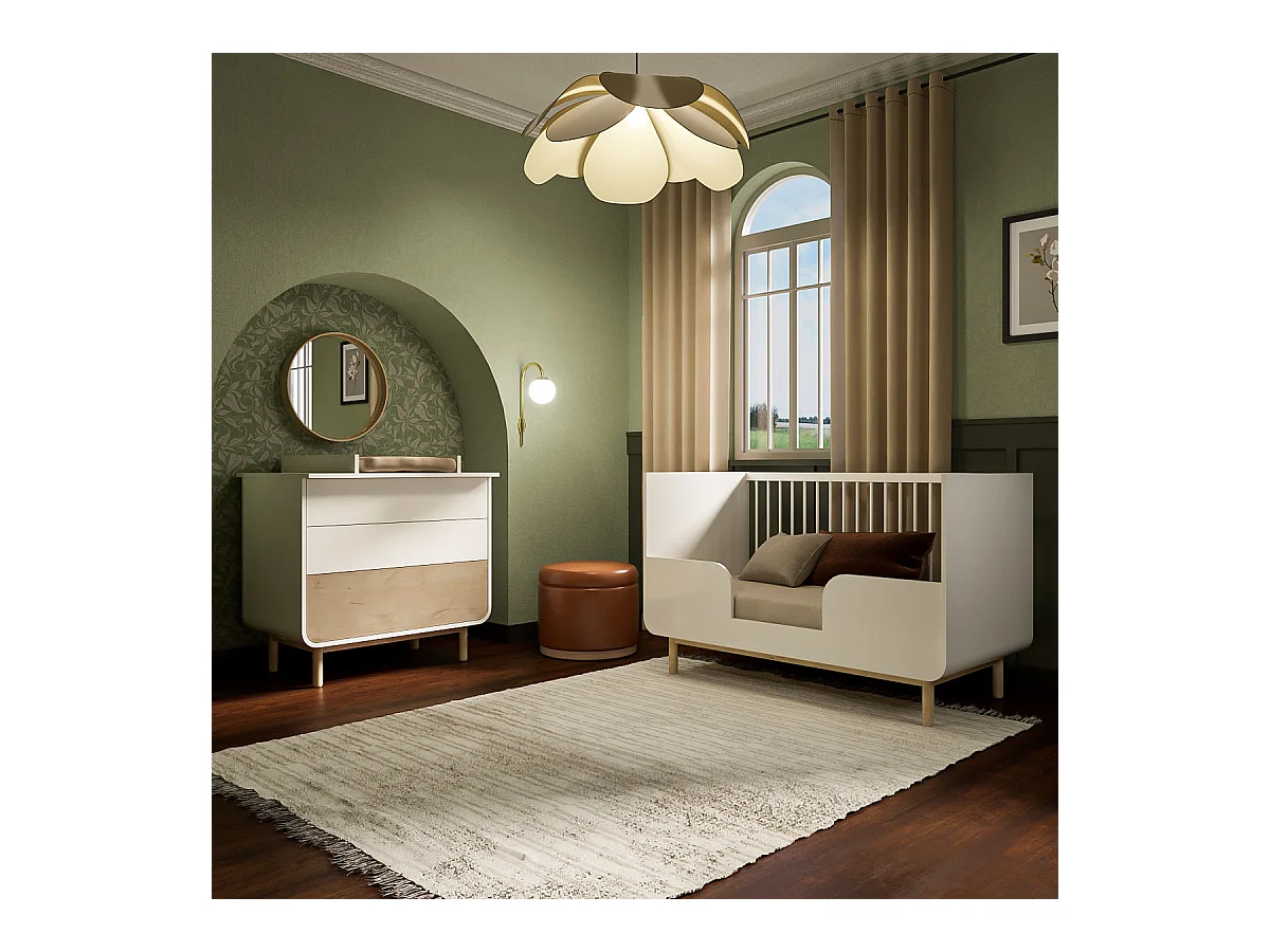 Lit évolutif bébé 70x140 cm panneaux de fibres blanc SASHA