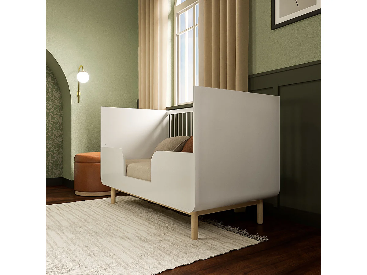 Lit évolutif Montessori bébé 70x140 cm panneaux de fibres blanc SASHA