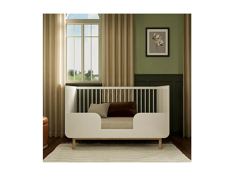 Lit évolutif Montessori bébé 70x140 cm panneaux de fibres blanc SASHA