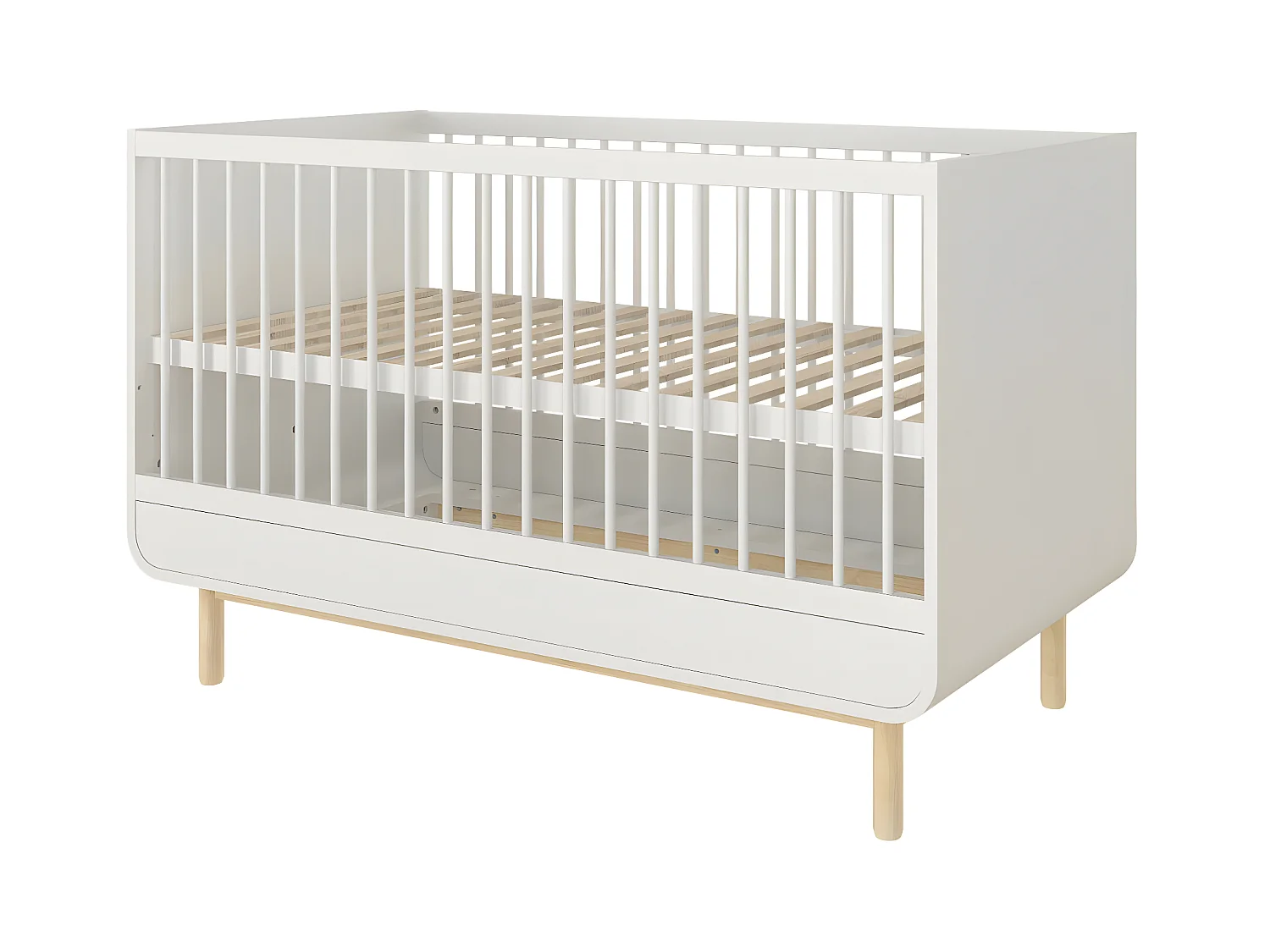 Pack lit bébé évolutif avec matelas 70x140 cm panneaux de fibres blanc SASHA