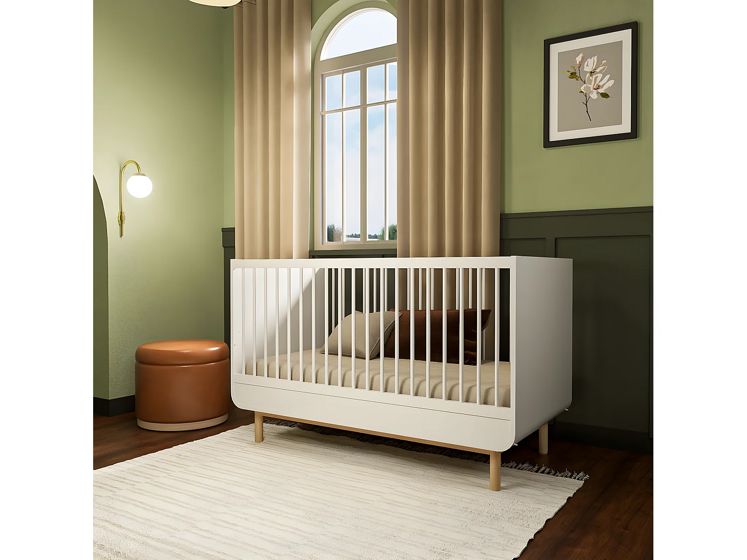 Pack lit bébé évolutif Montessori avec matelas 70x140 cm panneaux de fibres blanc SASHA