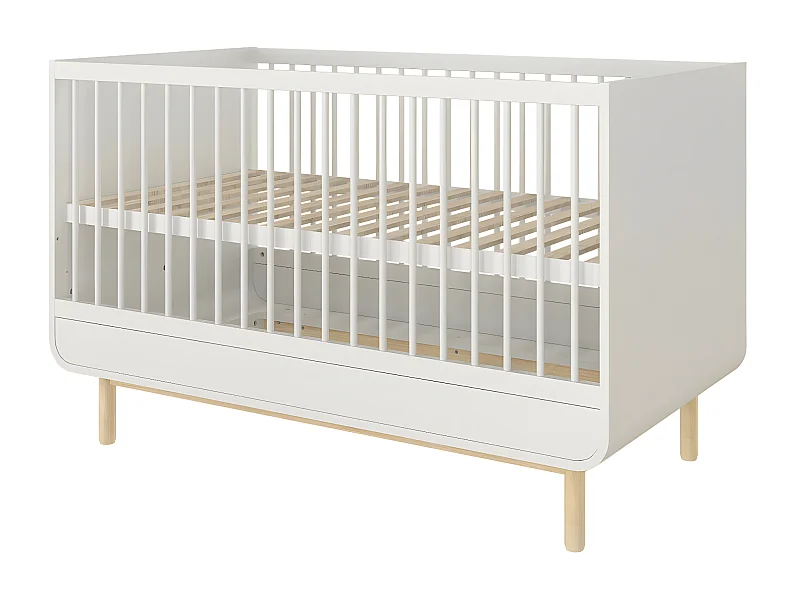 Pack lit bébé évolutif Montessori avec matelas 70x140 cm panneaux de fibres blanc SASHA