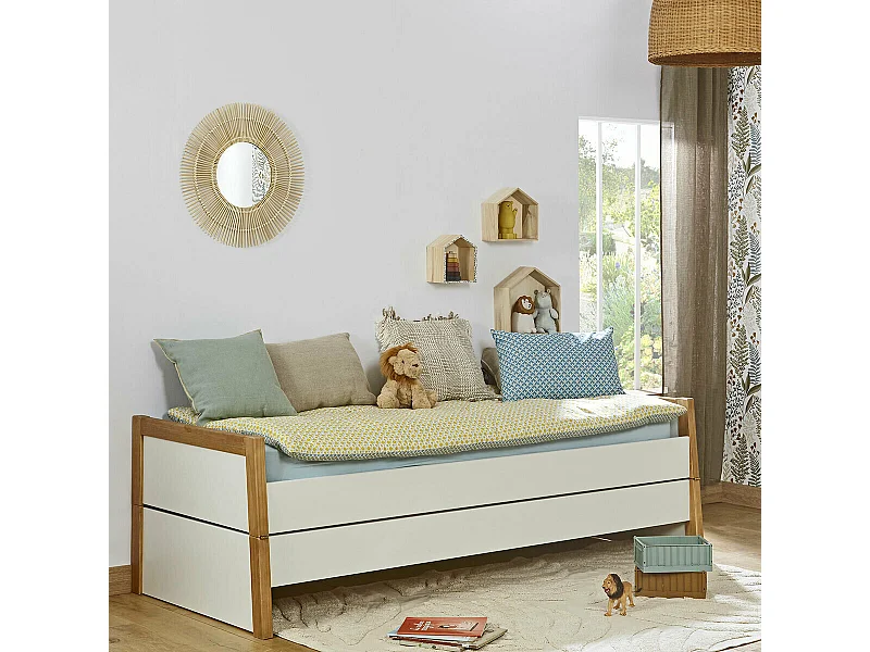 Lit gigogne 80x200 cm bois massif bois HOLAF