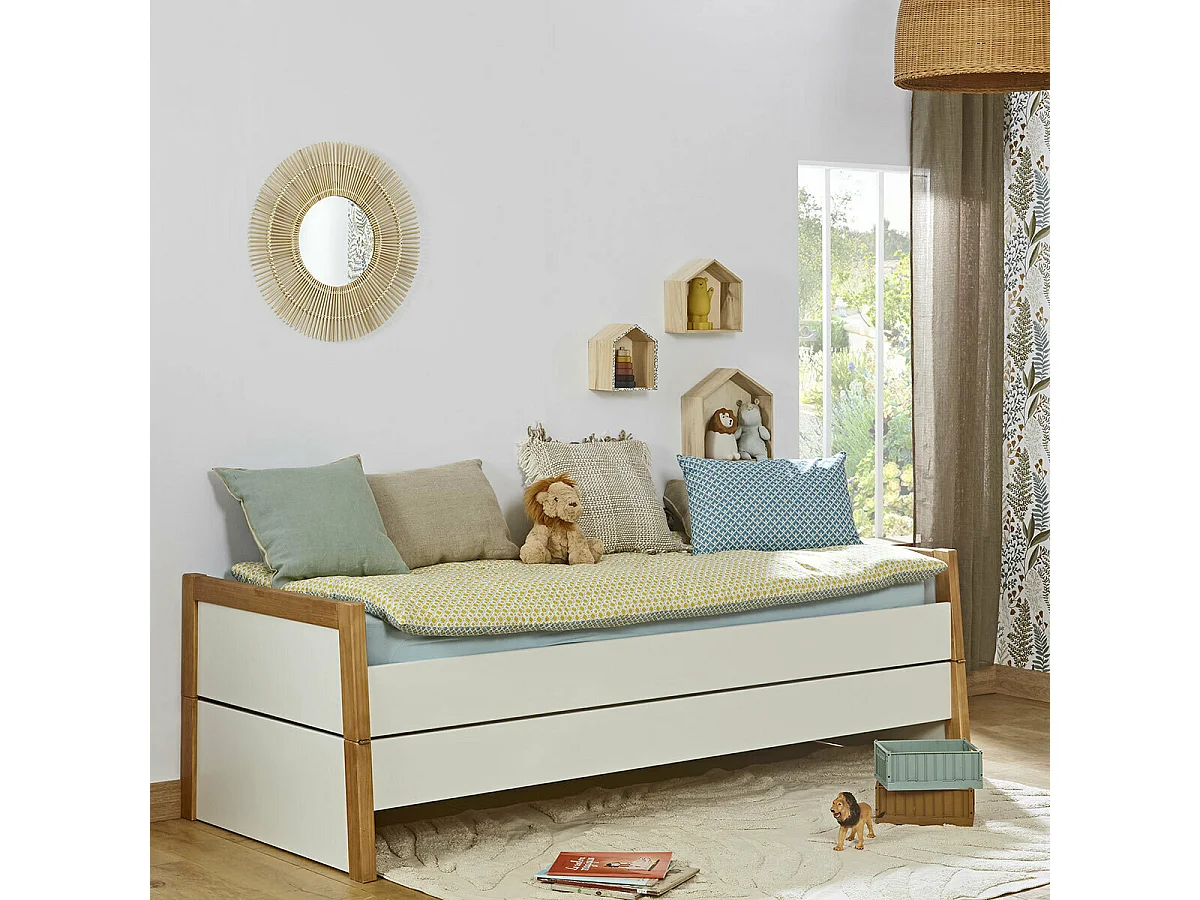 Lit gigogne 80x200 cm bois massif bois HOLAF