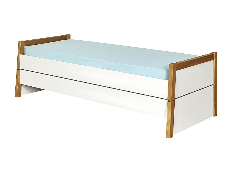 Pack lit gigogne avec matelas 80x200 cm bois massif bois HOLAF