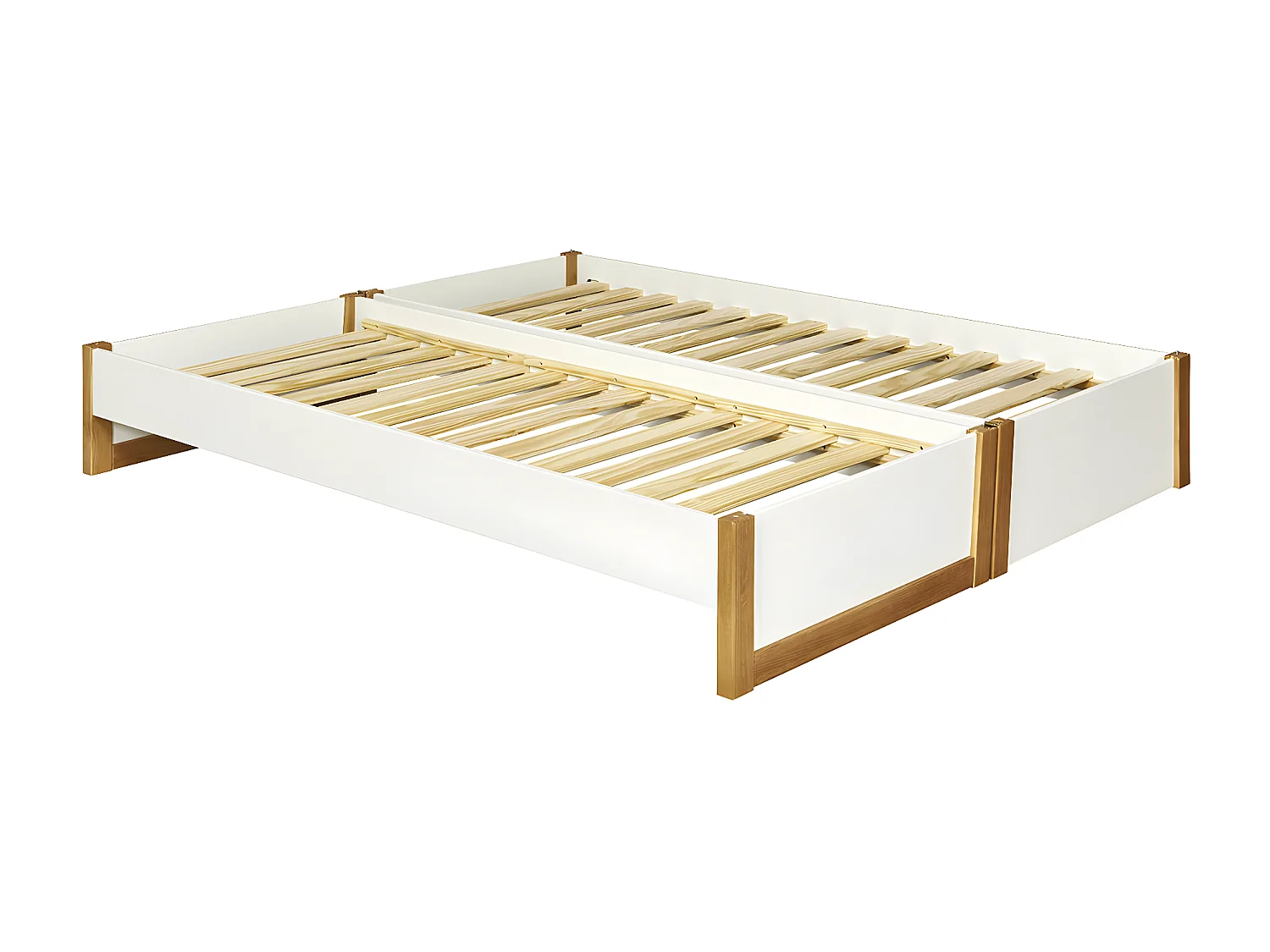 Pack lit gigogne avec matelas 80x200 cm bois massif bois HOLAF