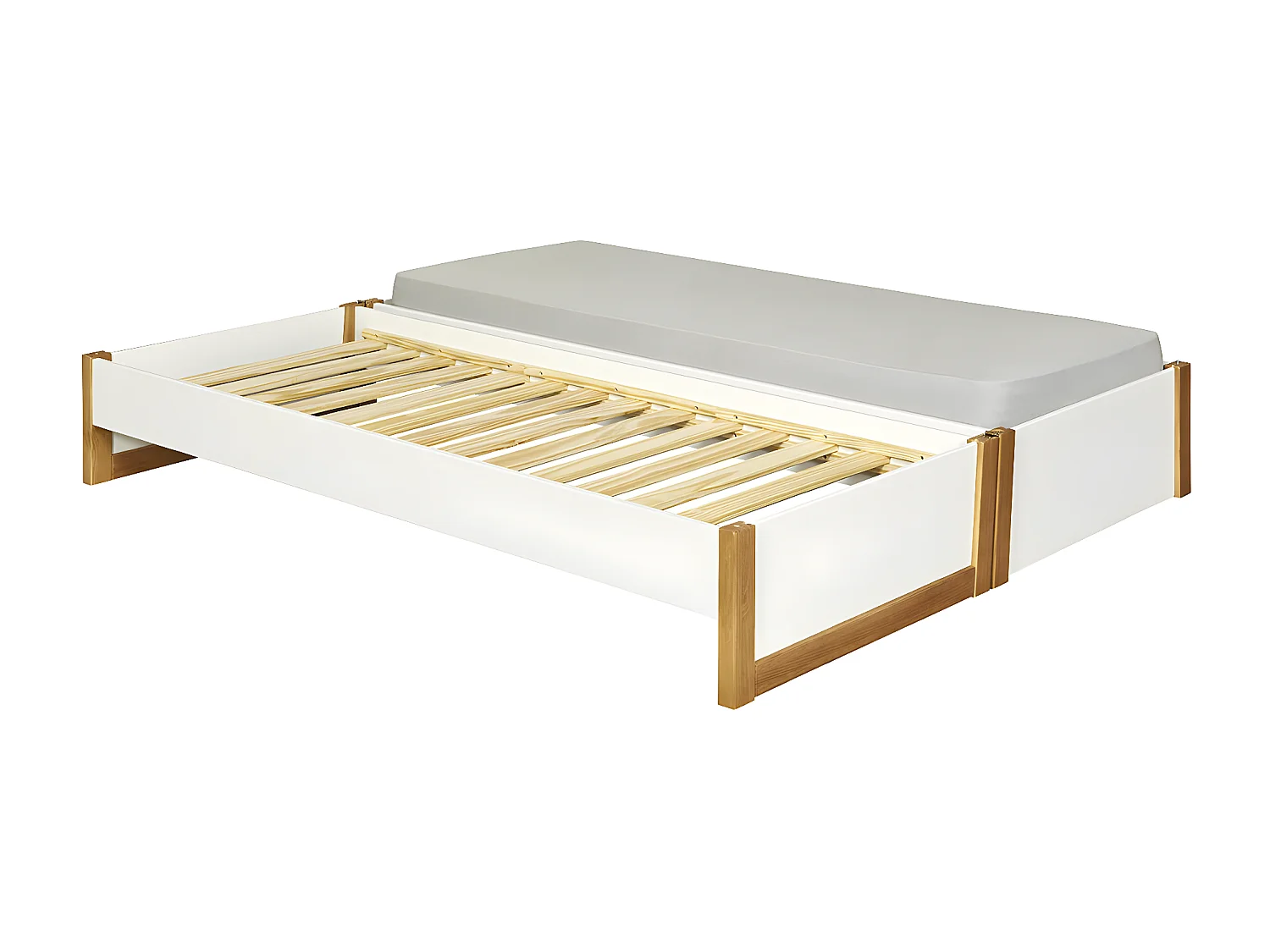 Pack lit gigogne avec matelas 80x200 cm bois massif bois HOLAF