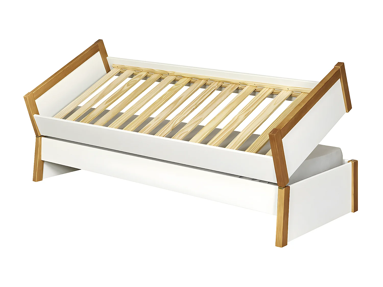 Pack lit gigogne avec matelas 80x200 cm bois massif bois HOLAF