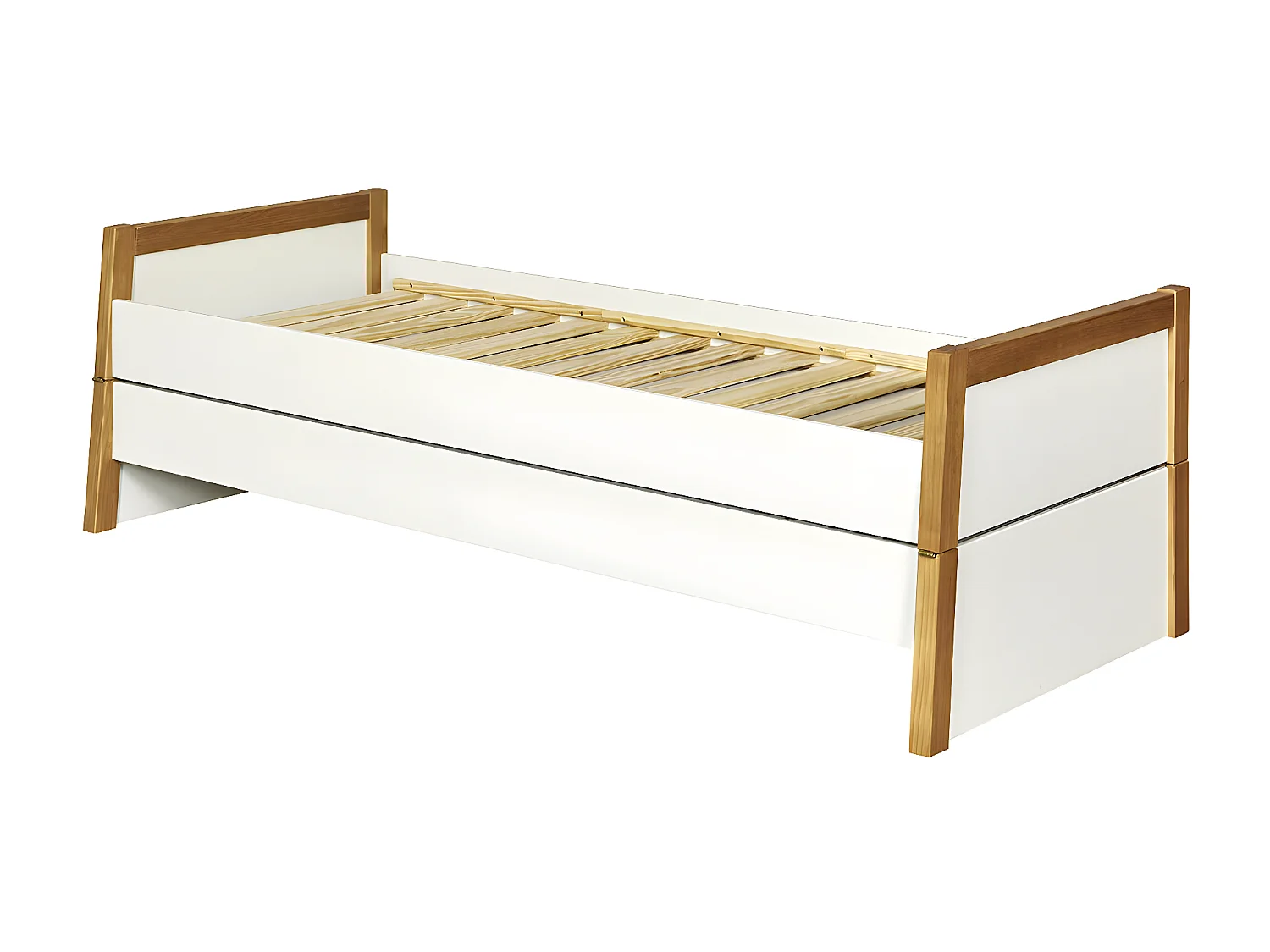 Pack lit gigogne avec matelas 80x200 cm bois massif bois HOLAF