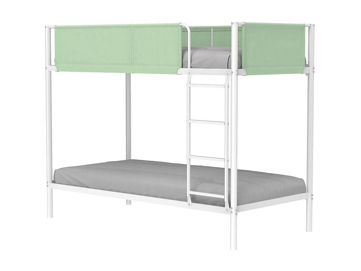 Letto a castello in metallo e tessuto verde con rete - dimensioni del materasso 90 x 190 cm - BROS