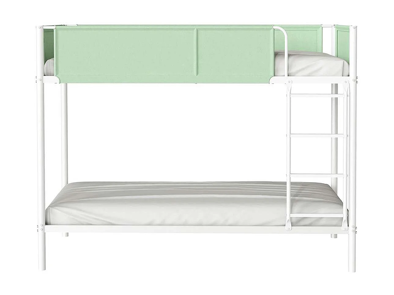 Letto a castello in metallo e tessuto verde con rete - dimensioni del materasso 90 x 190 cm - BROS