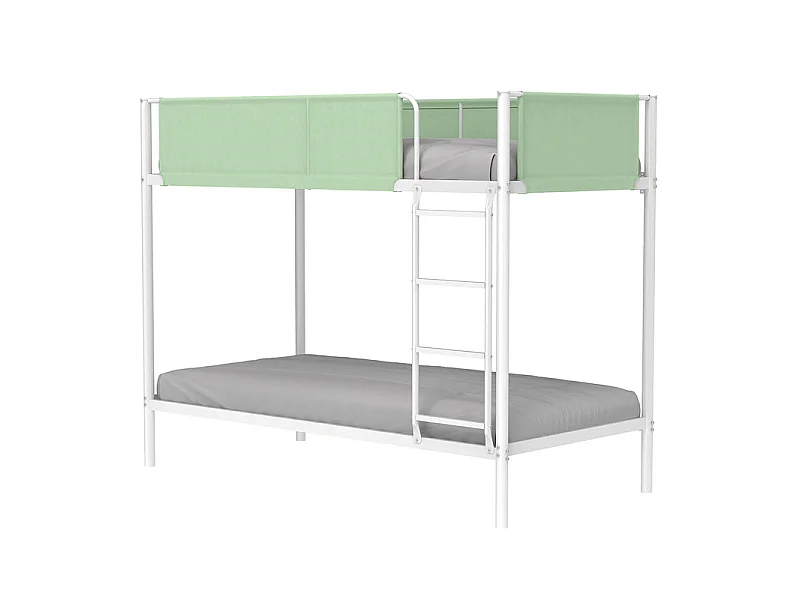 Etagenbetten aus Metall und grünem Stoff mit Lattenrost - Schlafplatz 90 x 190 cm - BROS