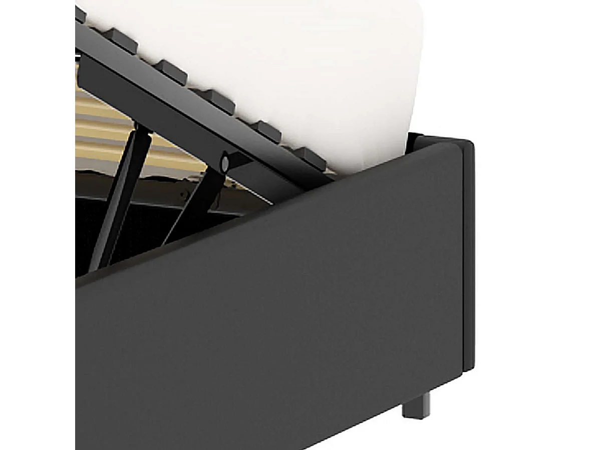 Lit coffre plateforme – couchage 140x190 cm - simili cuir (PU) noir - sommier inclus - LANCE