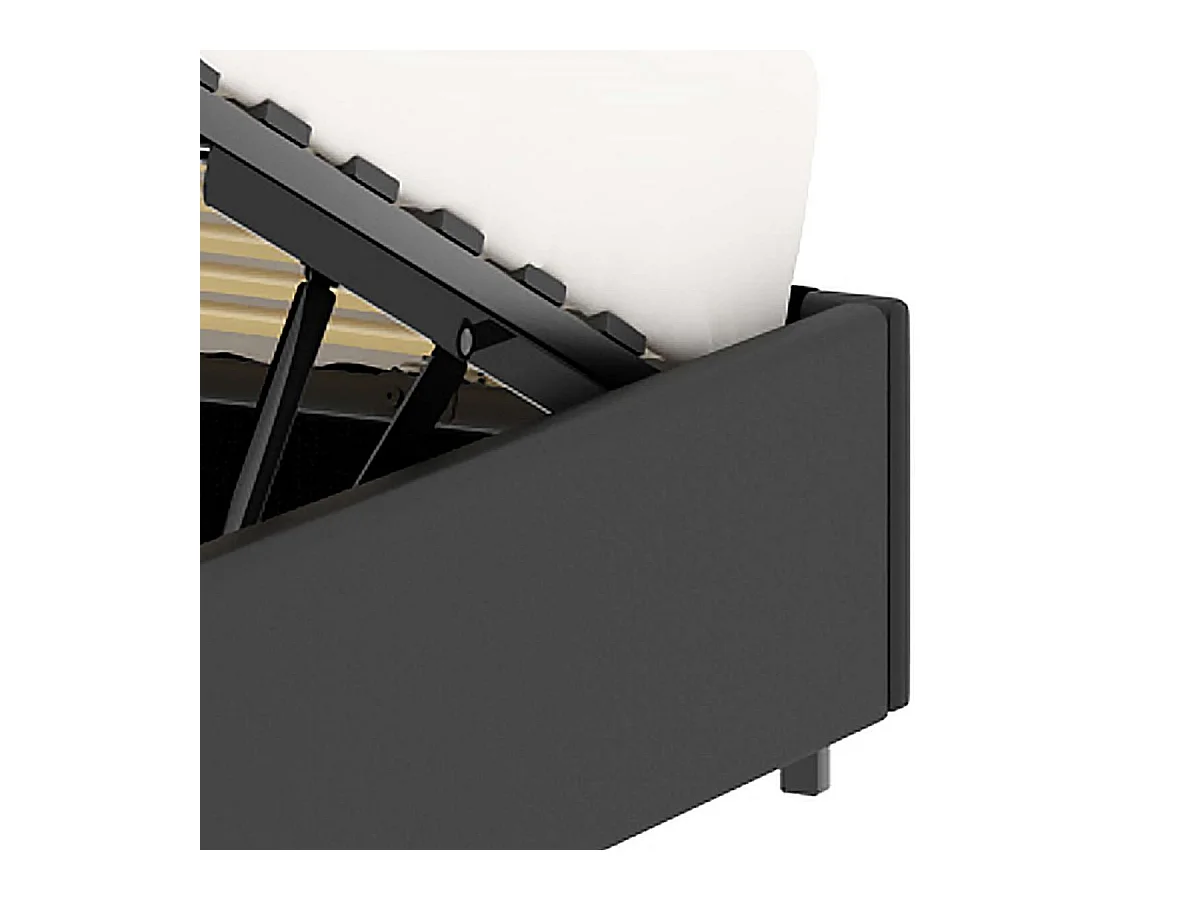 Cama doble con almacenamiento 140x190 cm - PU negro - somier incluido - LANCE