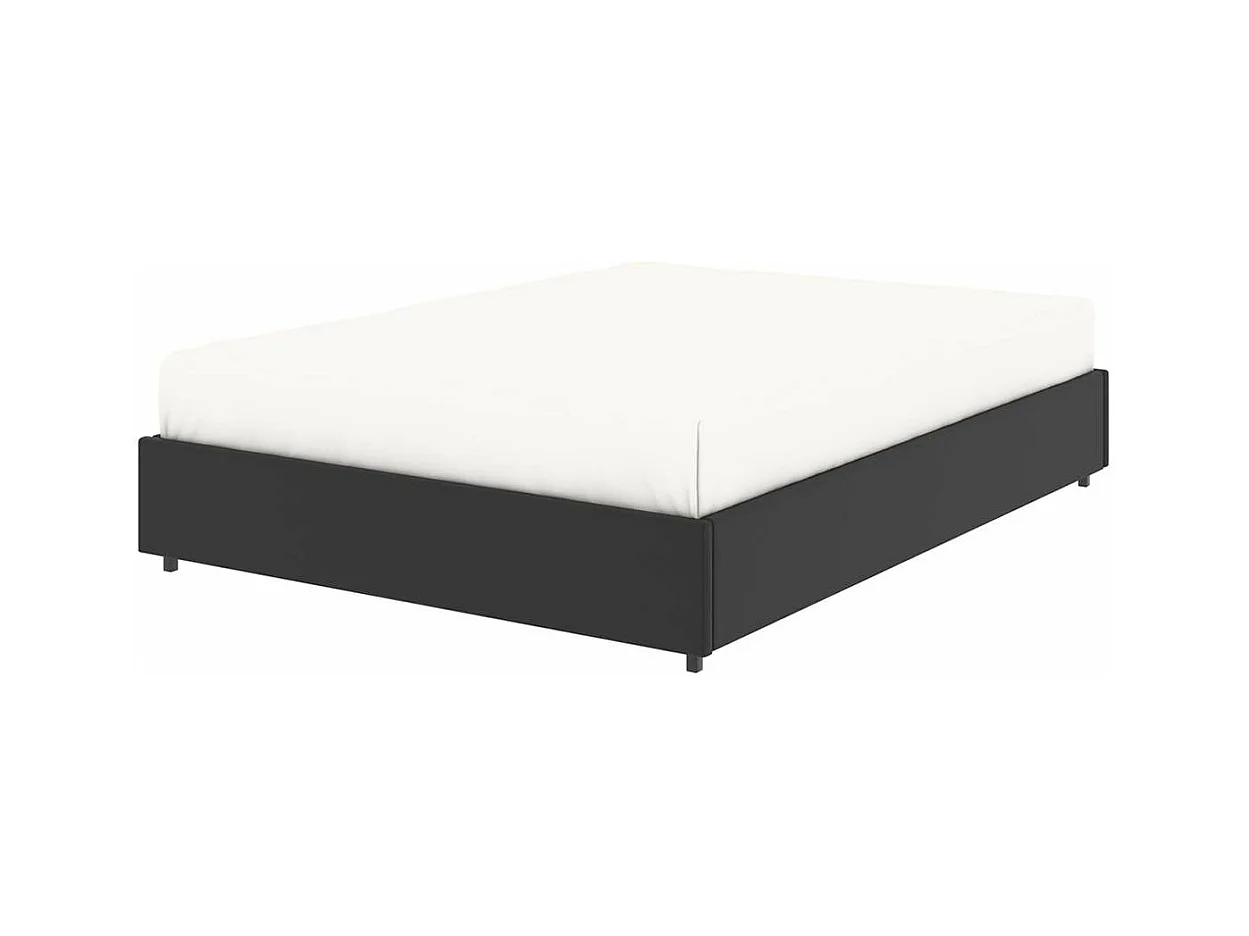 Cama doble con almacenamiento 140x190 cm - PU negro - somier incluido - LANCE