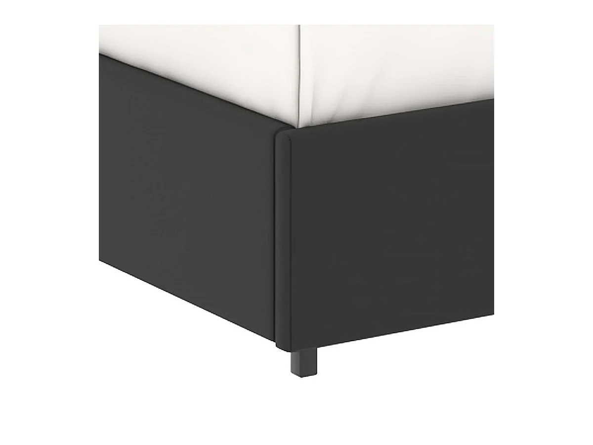 Cama doble con almacenamiento 140x190 cm - PU negro - somier incluido - LANCE