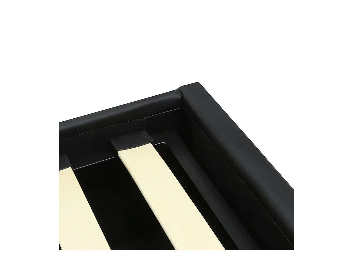 Cama doble con almacenamiento 140x190 cm - PU negro - somier incluido - LANCE