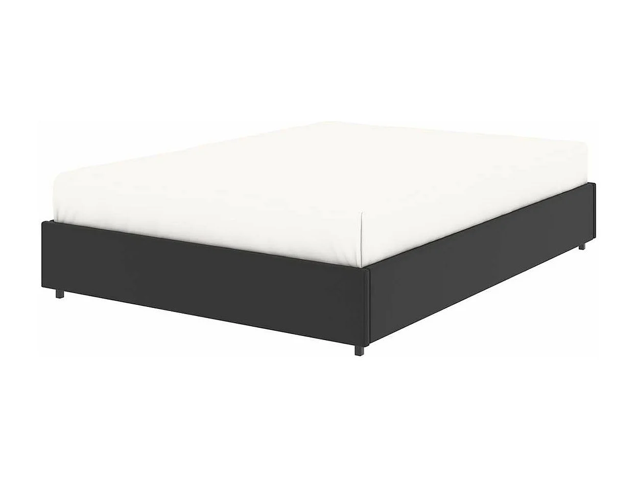 Opbergbed met platform – slaapmaat 140x190 cm – zwart kunstleer (PU) – lattenbodem inbegrepen – LANCE