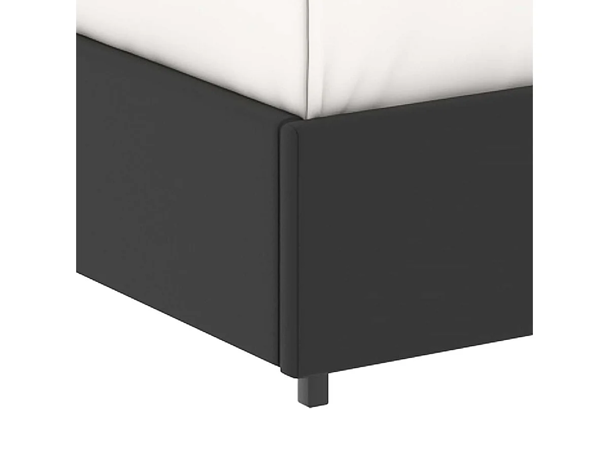 Opbergbed met platform – slaapmaat 140x190 cm – zwart kunstleer (PU) – lattenbodem inbegrepen – LANCE