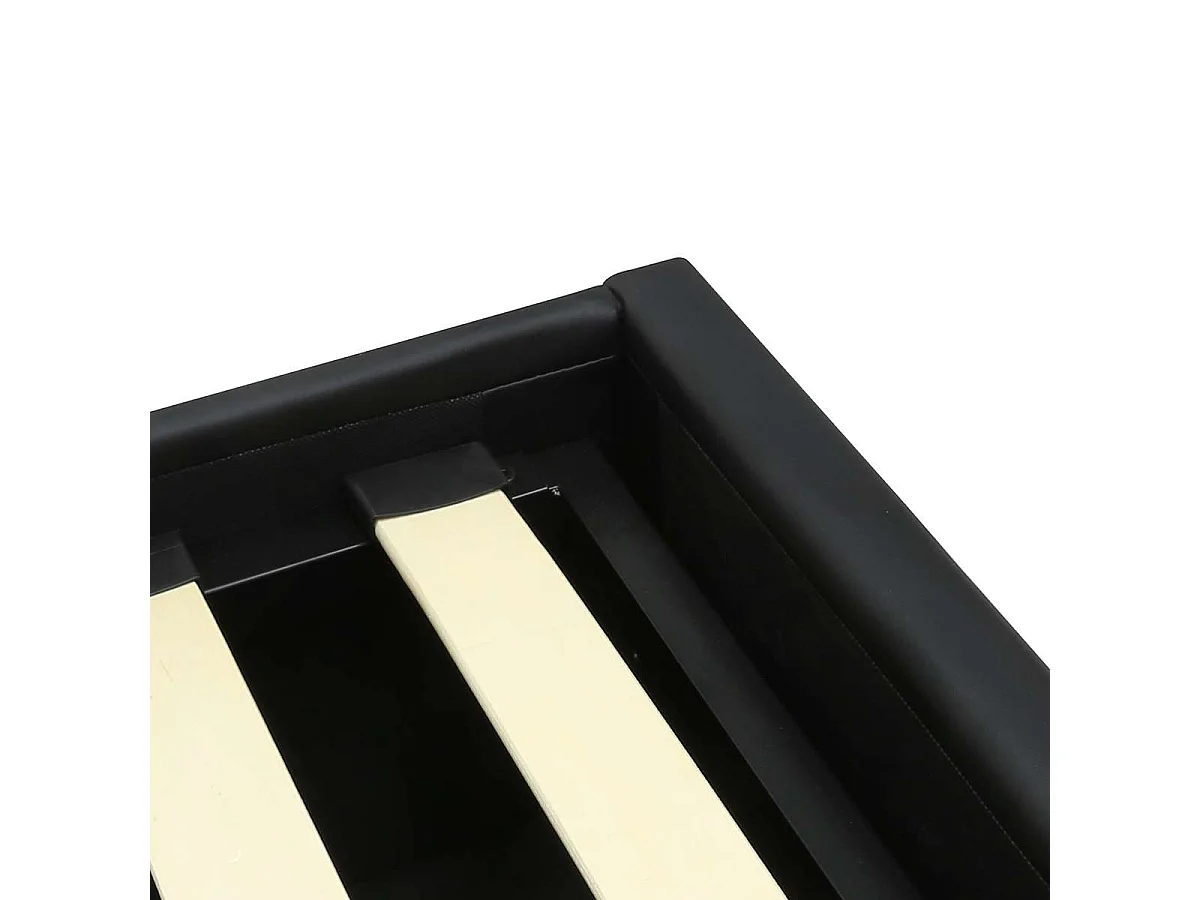 Opbergbed met platform – slaapmaat 140x190 cm – zwart kunstleer (PU) – lattenbodem inbegrepen – LANCE