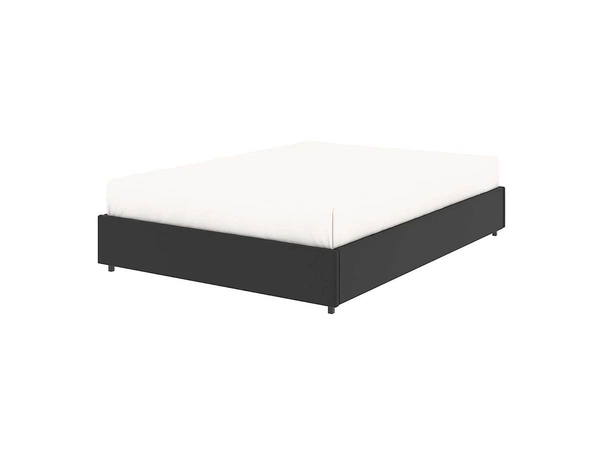 Lit coffre plateforme – couchage 140x190 cm - simili cuir (PU) noir - sommier inclus - LANCE