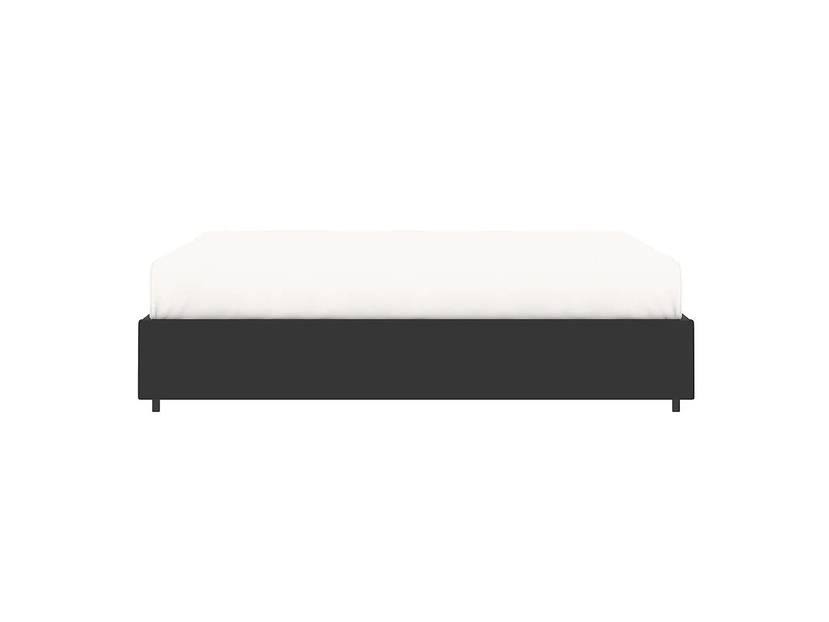 Lit coffre plateforme – couchage 140x190 cm - simili cuir (PU) noir - sommier inclus - LANCE