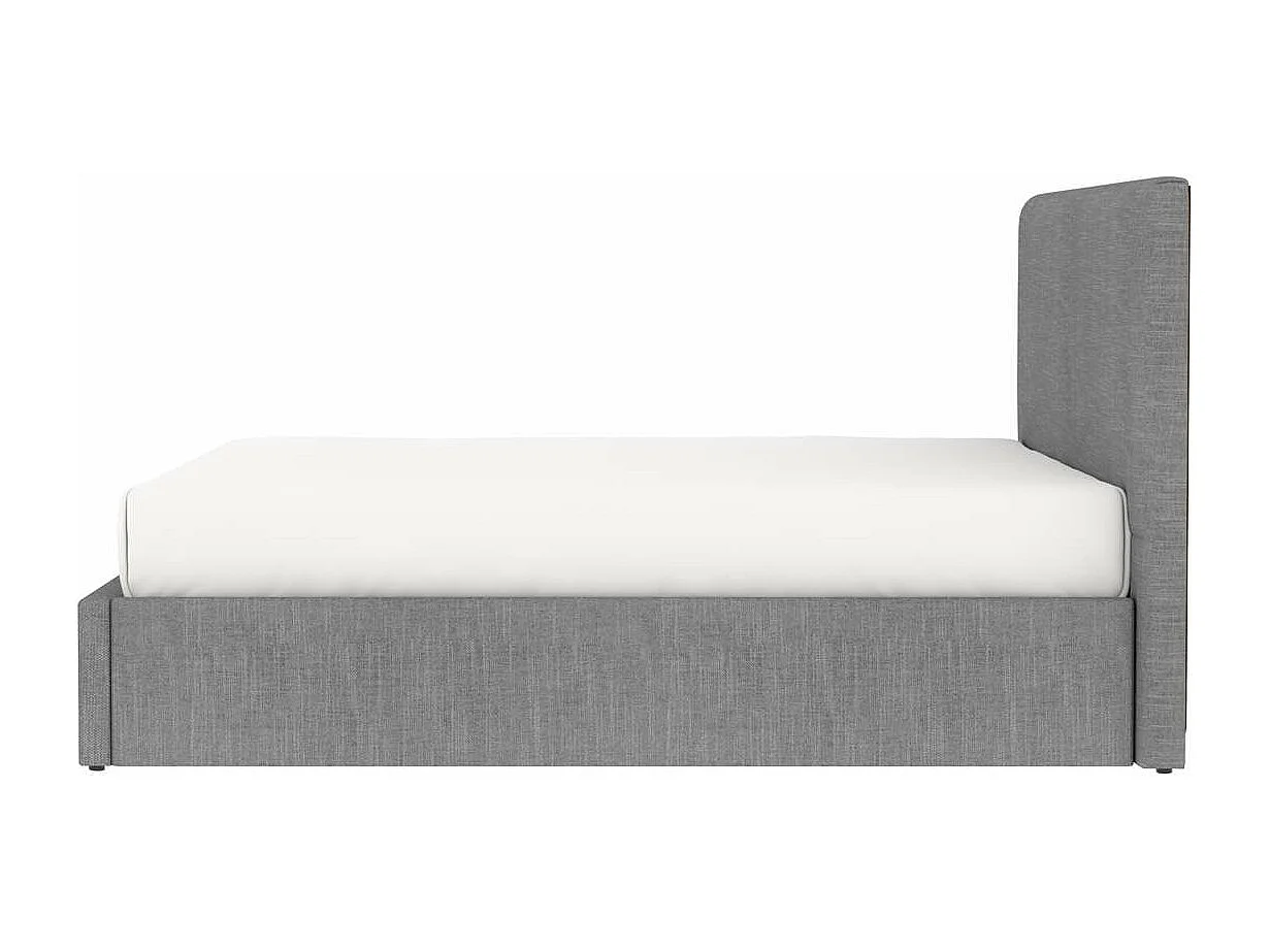 Cama doble con cabecero y gran caja de almacenamiento de 140x190 cm en tela gris - ANDY