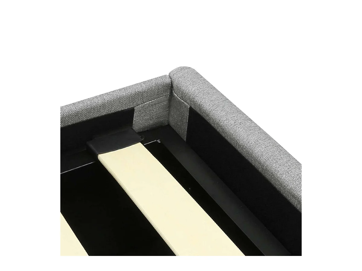 Lit coffre tête de lit haute – couchage 140x190 cm – tissu gris - sommier inclus - ANDY