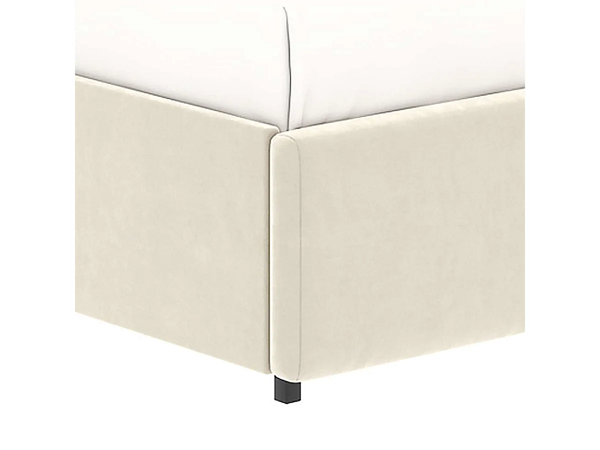 Bed met lades en gecapitonneerd hoofdbord – slaapmaat 140x190 cm – beige fluweel – lattenbodem inbegrepen – ELLIE