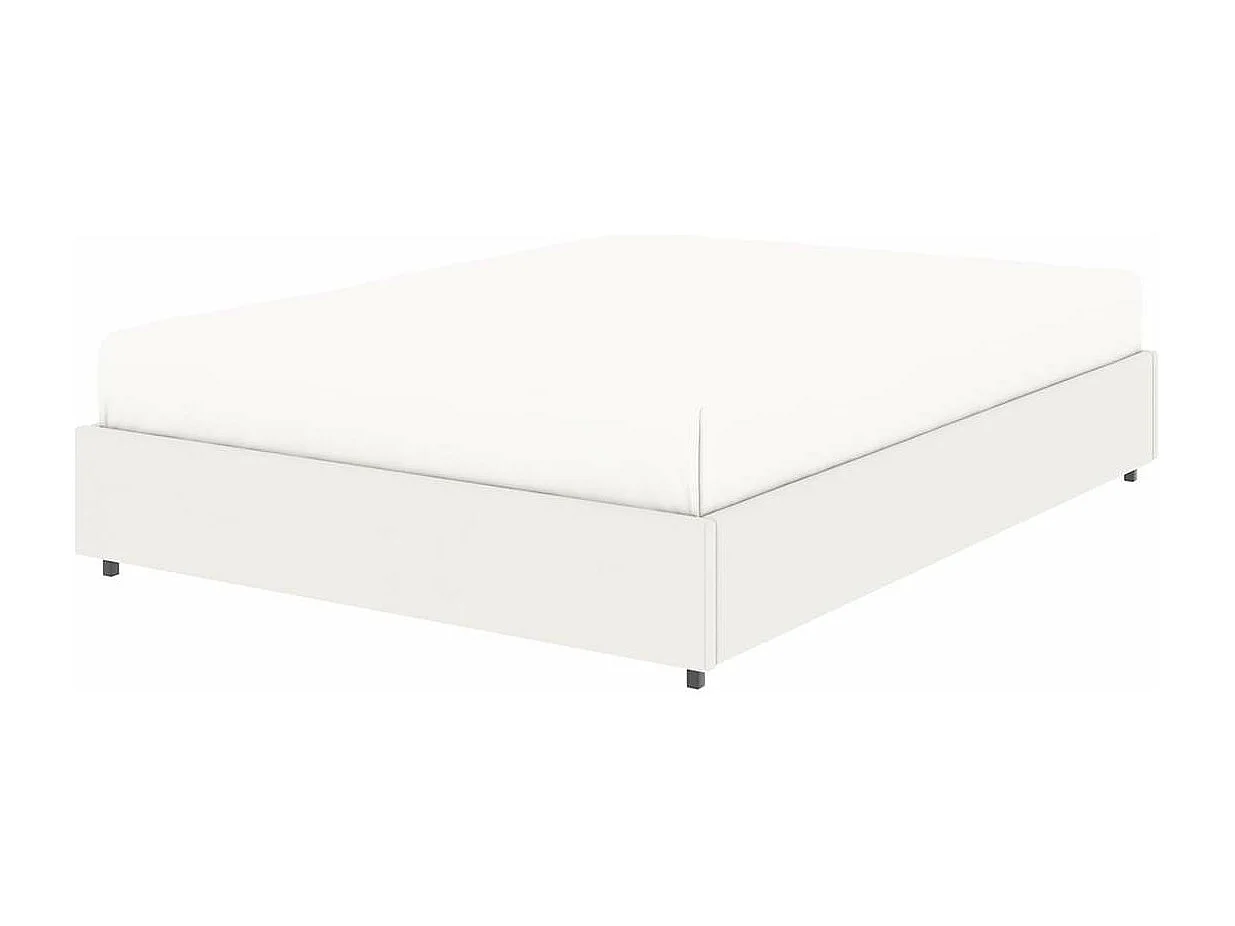 Lit coffre plateforme – couchage 140x190 cm - simili cuir (PU) blanc - sommier inclus - LANCE