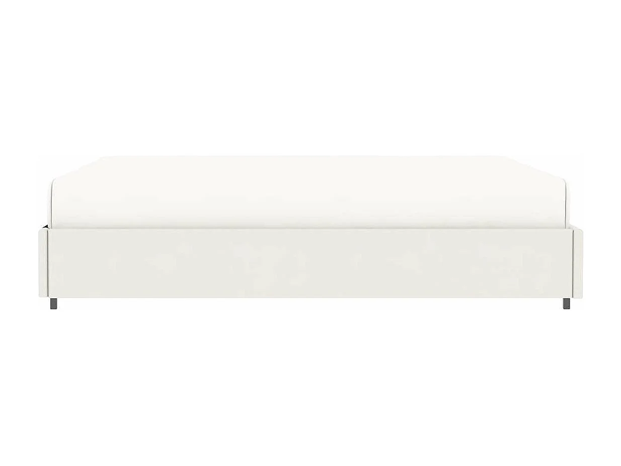 Lit coffre plateforme – couchage 140x190 cm - simili cuir (PU) blanc - sommier inclus - LANCE