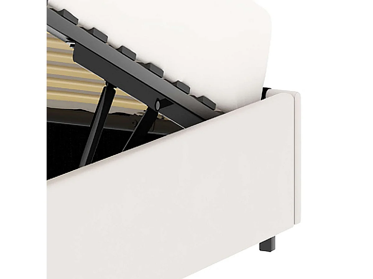 Lit coffre plateforme – couchage 140x190 cm - simili cuir (PU) blanc - sommier inclus - LANCE