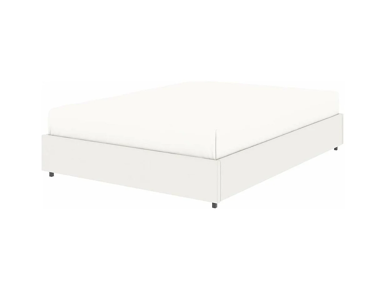 Lit coffre plateforme – couchage 140x190 cm - simili cuir (PU) blanc - sommier inclus - LANCE