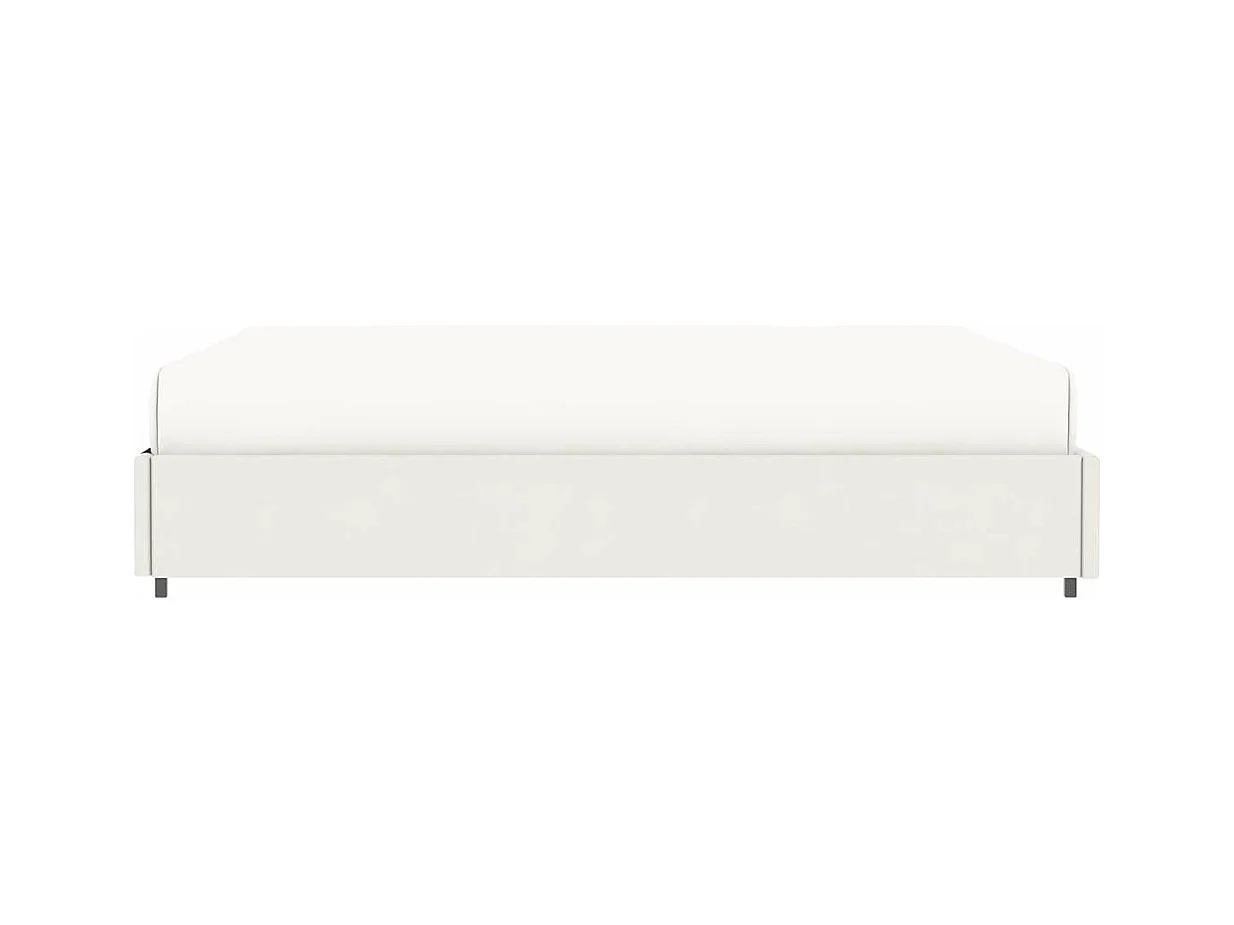 Lit coffre plateforme – couchage 140x190 cm - simili cuir (PU) blanc - sommier inclus - LANCE