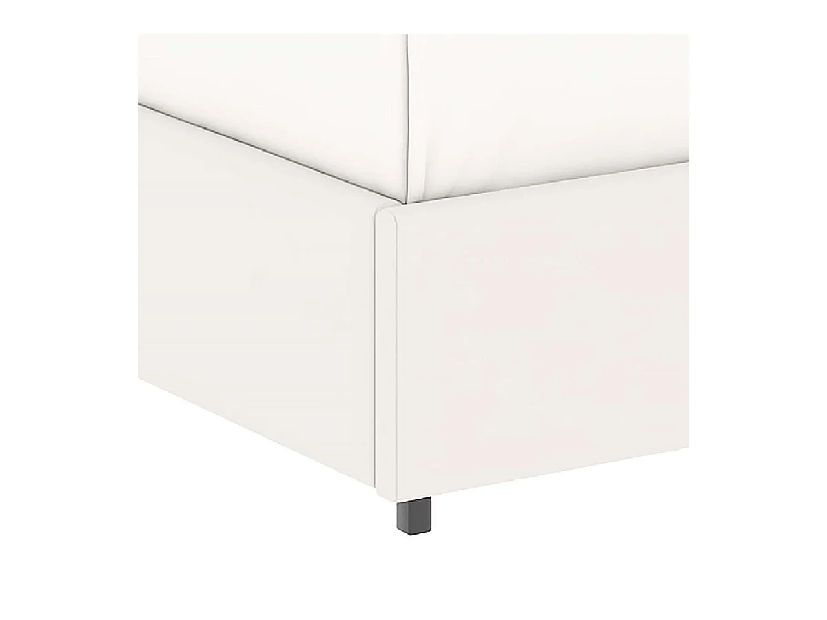 Lit coffre plateforme – couchage 140x190 cm - simili cuir (PU) blanc - sommier inclus - LANCE