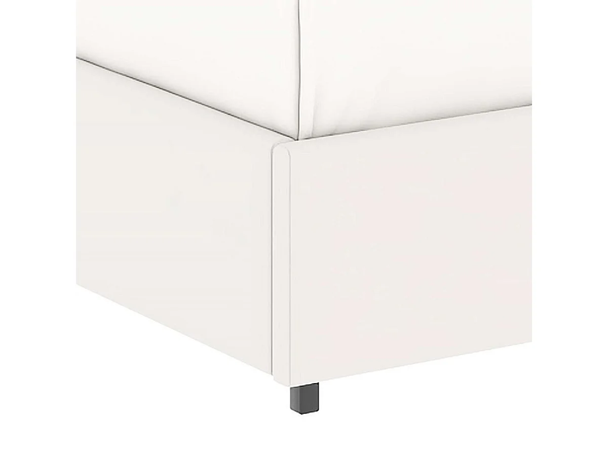 Lit coffre plateforme – couchage 140x190 cm - simili cuir (PU) blanc - sommier inclus - LANCE