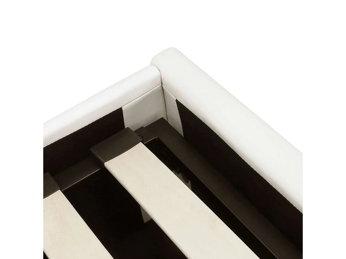 Lit coffre plateforme – couchage 140x190 cm - simili cuir (PU) blanc - sommier inclus - LANCE