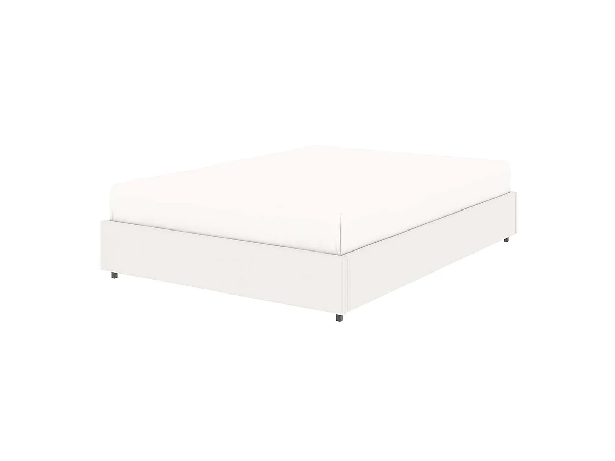 Lit coffre plateforme – couchage 140x190 cm - simili cuir (PU) blanc - sommier inclus - LANCE