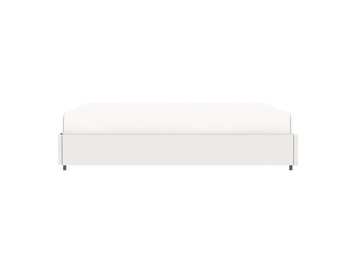 Lit coffre plateforme – couchage 140x190 cm - simili cuir (PU) blanc - sommier inclus - LANCE