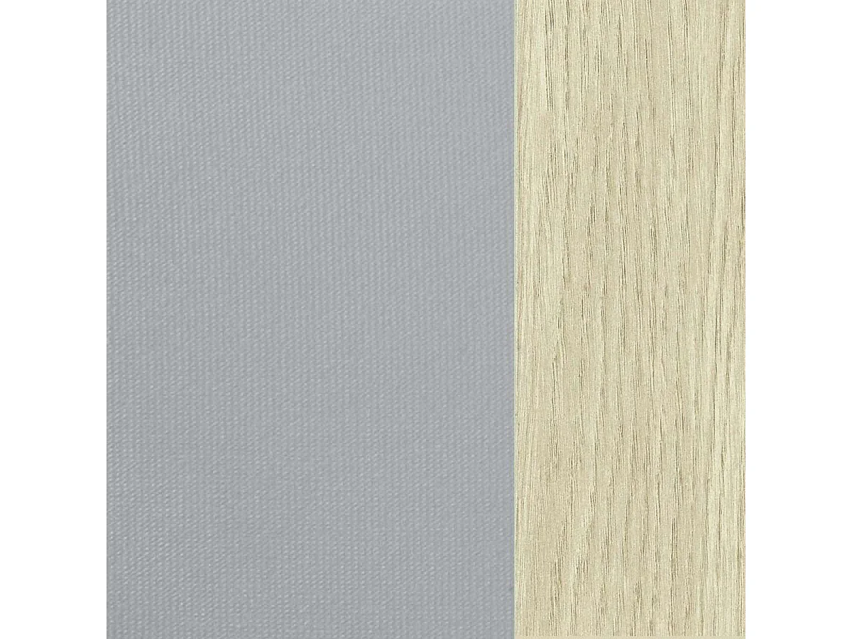 Litera con escritorio integrado en tela gris claro y metal blanco - ROZE