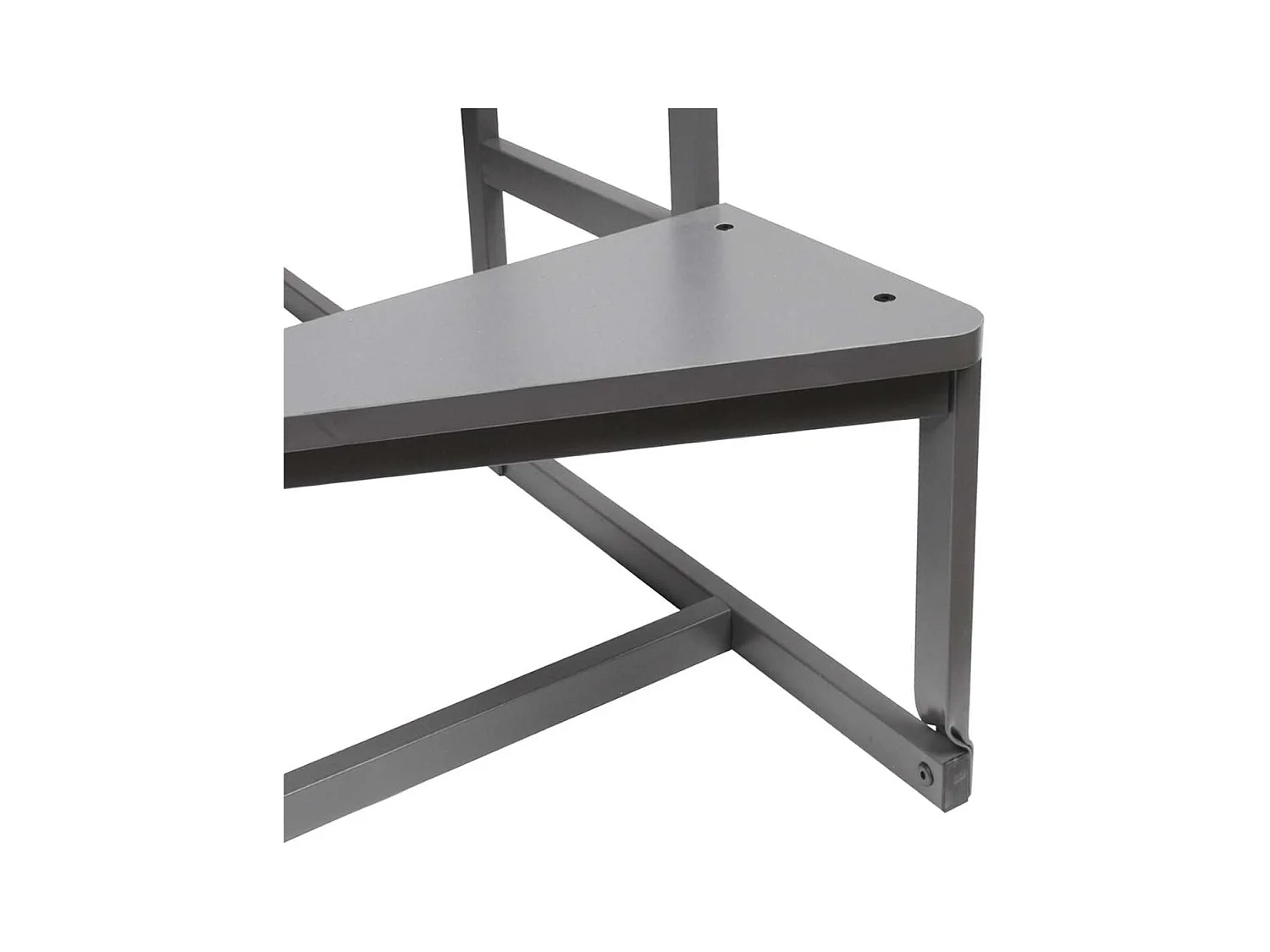 Cama alta DOCKLAND con somier y escalera de tela gris - 140x190 cm