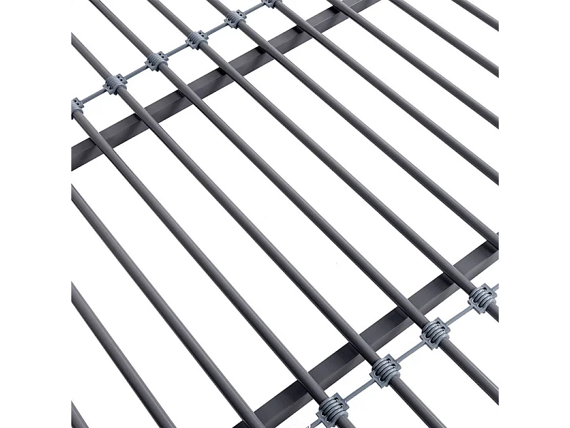 Lit mezzanine avec sommier + escalier en tissu gris, métal finition epoxy grise et mélamine grise - grand couchage 140x190 cm - DOCKLAND