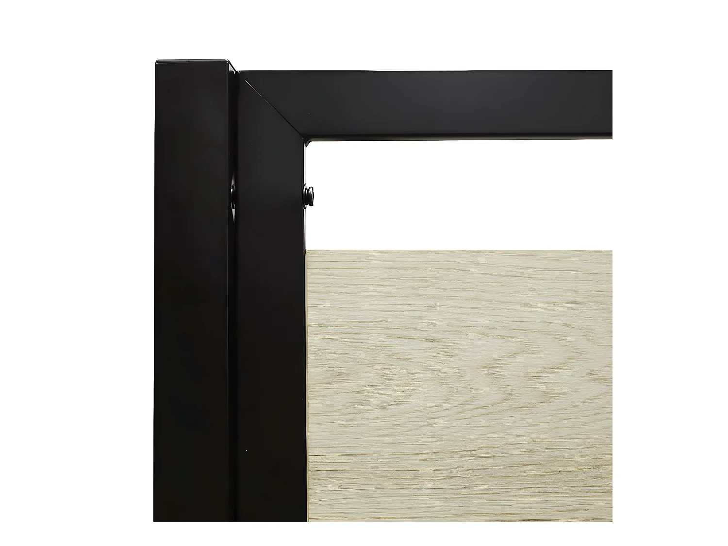 Hoogslaper met lattenbodem en bureau van metaal met zwarte epoxy afwerking en melamine met eikimitatie - bedmaat 90 x 190 cm - DINO