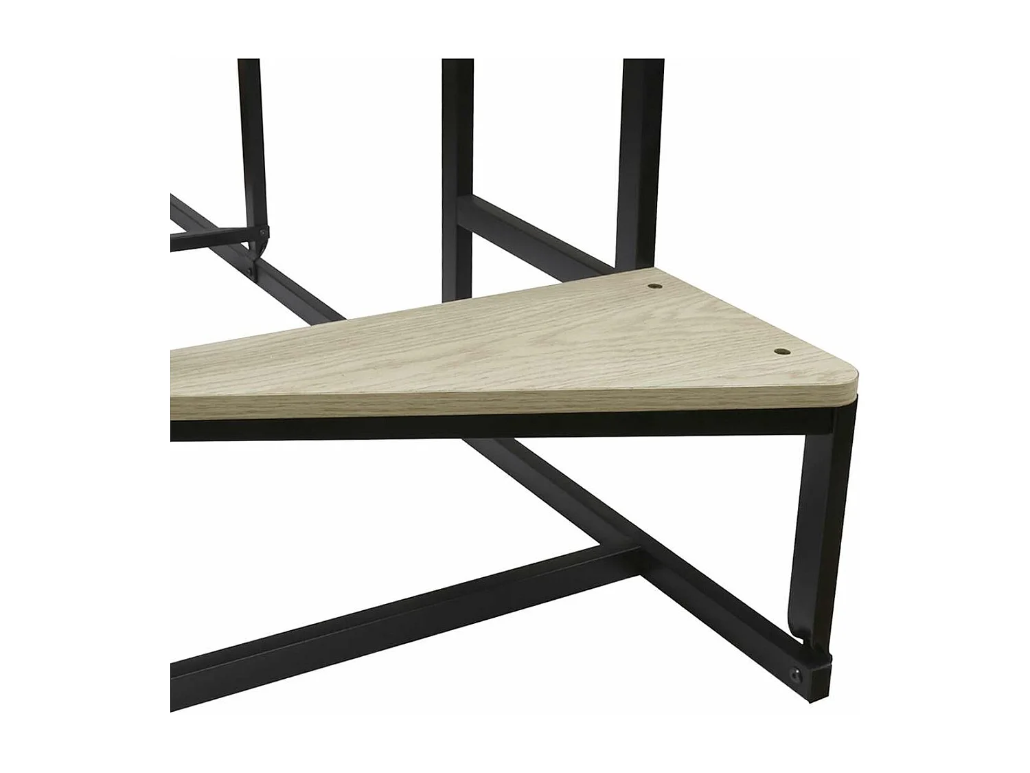 Cama alta MONTANA de metal negro y melamina imitación roble, gran tamaño de 140x190cm con escalera reversible